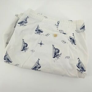 Polo Ralph Lauren 3XB Big Nautical Sailboat Print Prepster Shorts White Blue